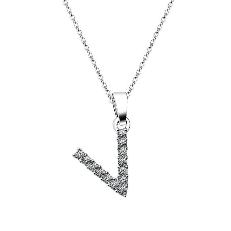 Zirconia letter necklace
