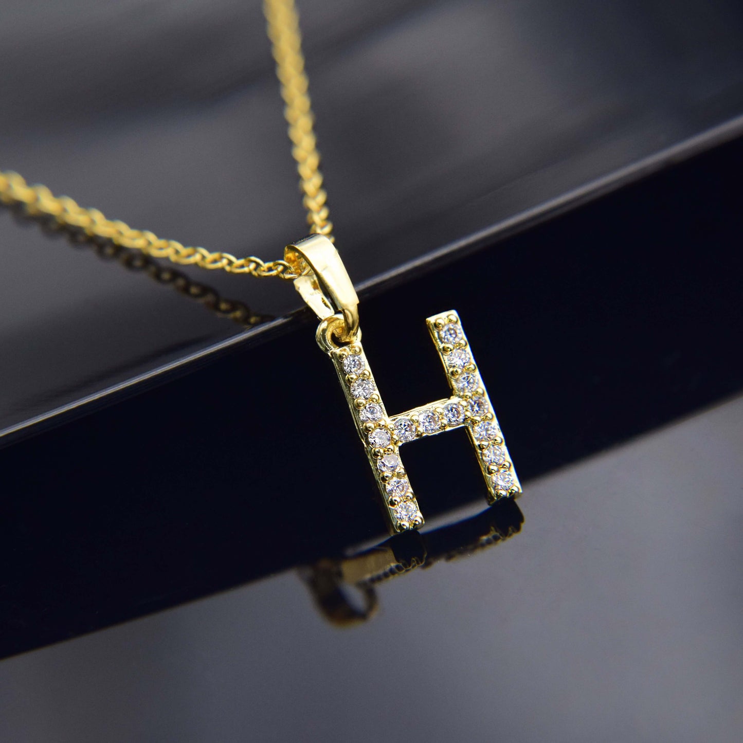 Zirconia letter necklace