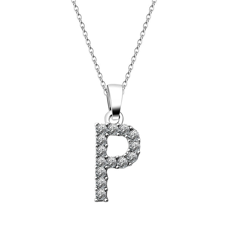 Zirconia letter necklace