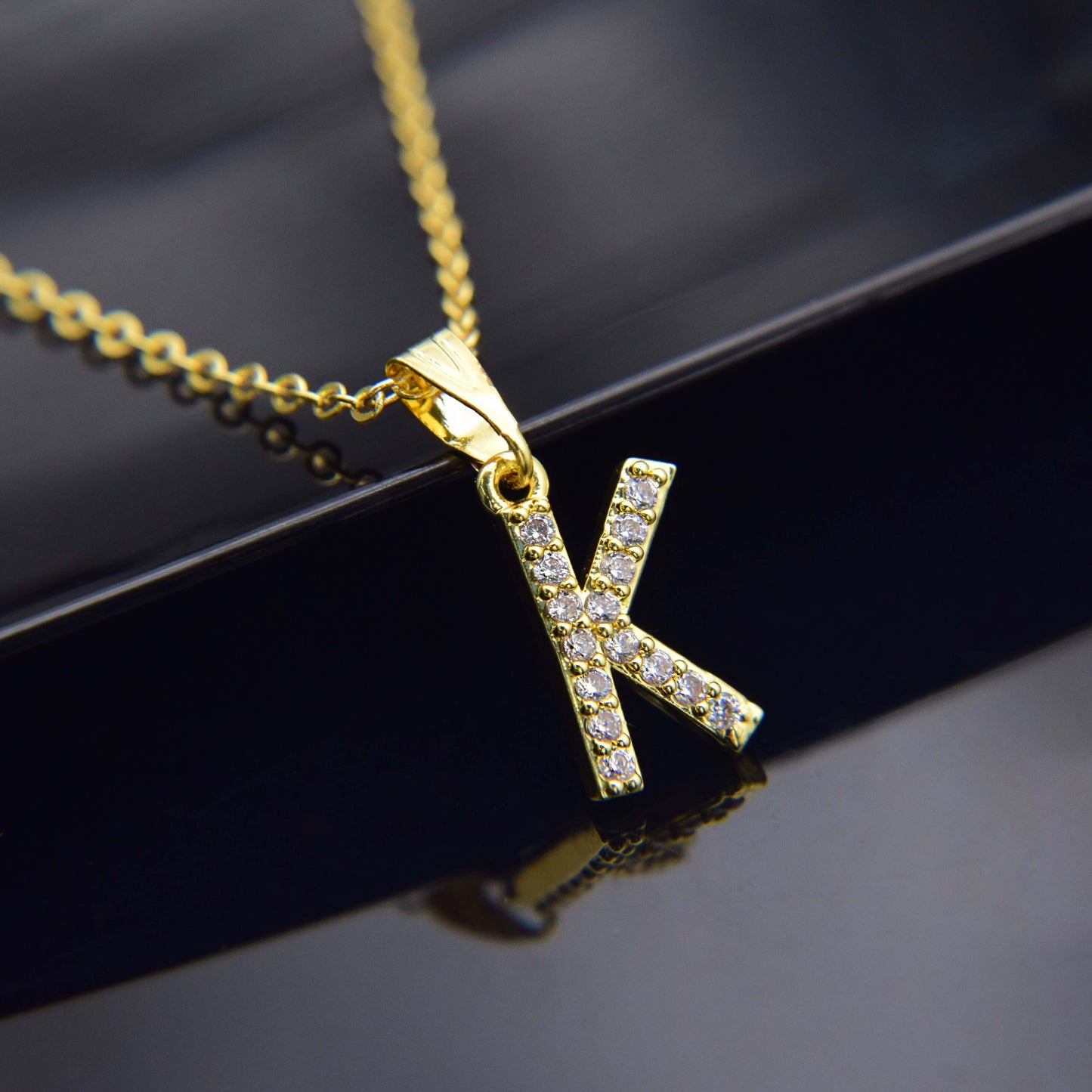 Zirconia letter necklace