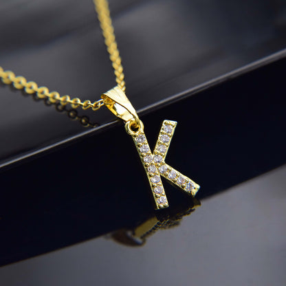 Zirconia letter necklace