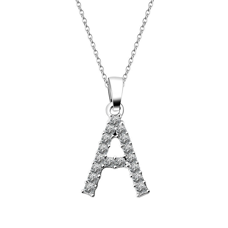 Zirconia letter necklace