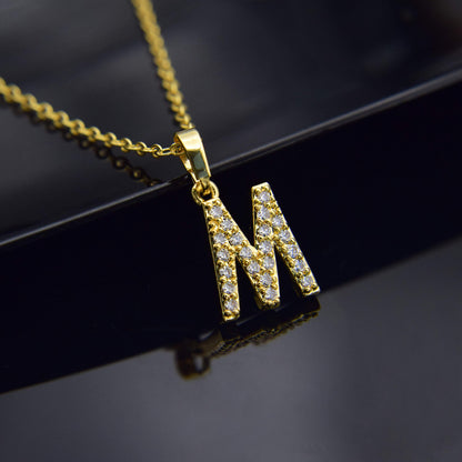 Zirconia letter necklace