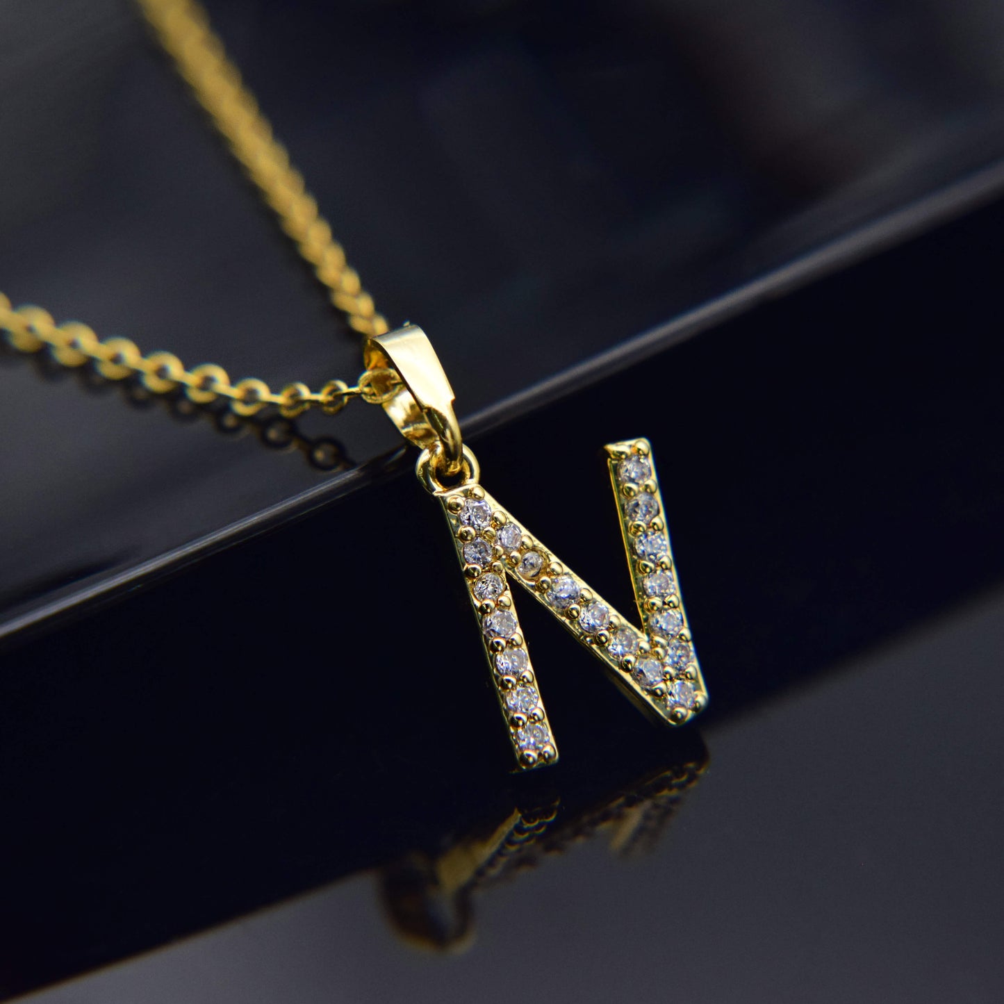 Zirconia letter necklace