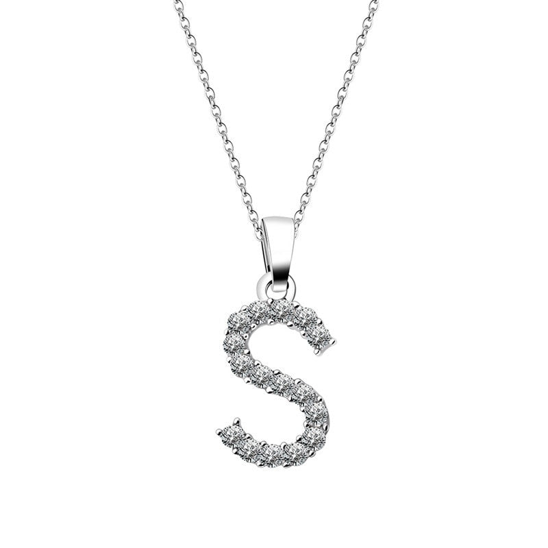 Zirconia letter necklace