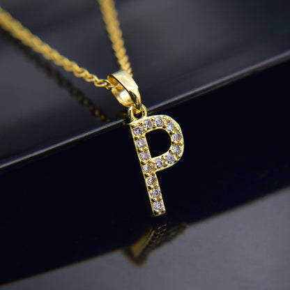 Zirconia letter necklace