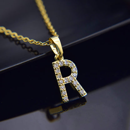 Zirconia letter necklace