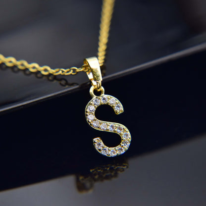 Zirconia letter necklace