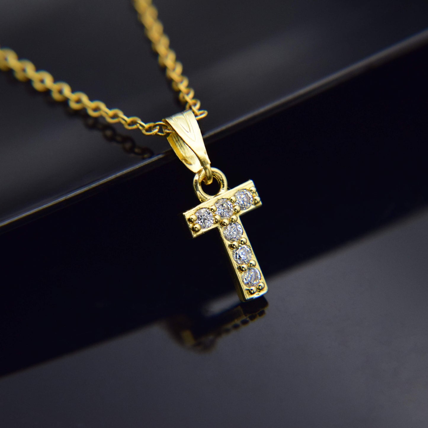 Zirconia letter necklace