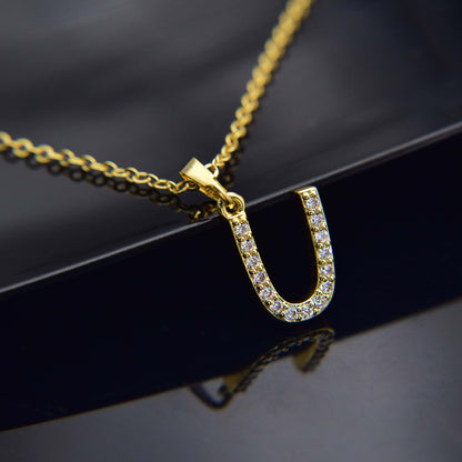 Zirconia letter necklace