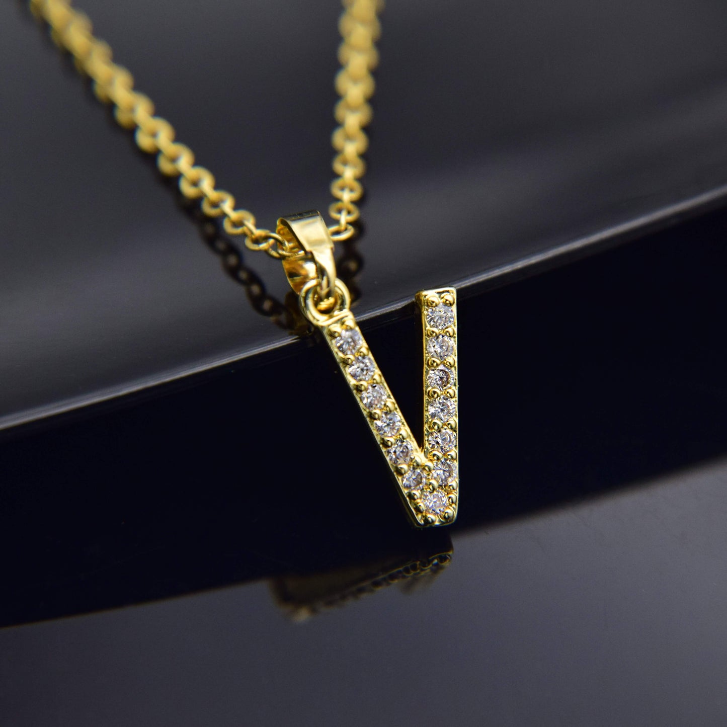 Zirconia letter necklace