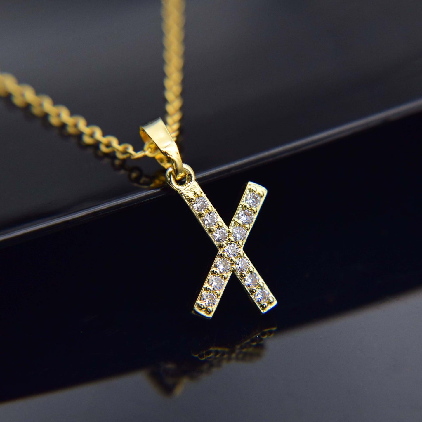 Zirconia letter necklace