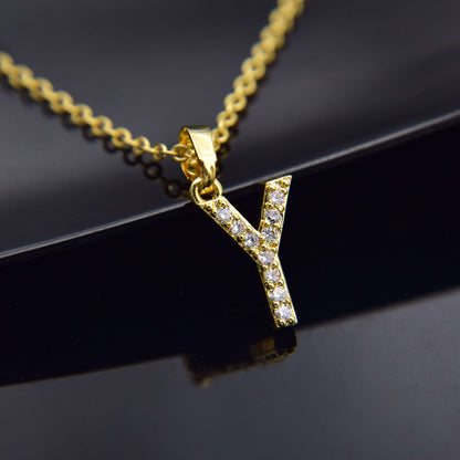 Zirconia letter necklace