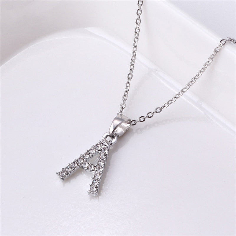Zirconia letter necklace