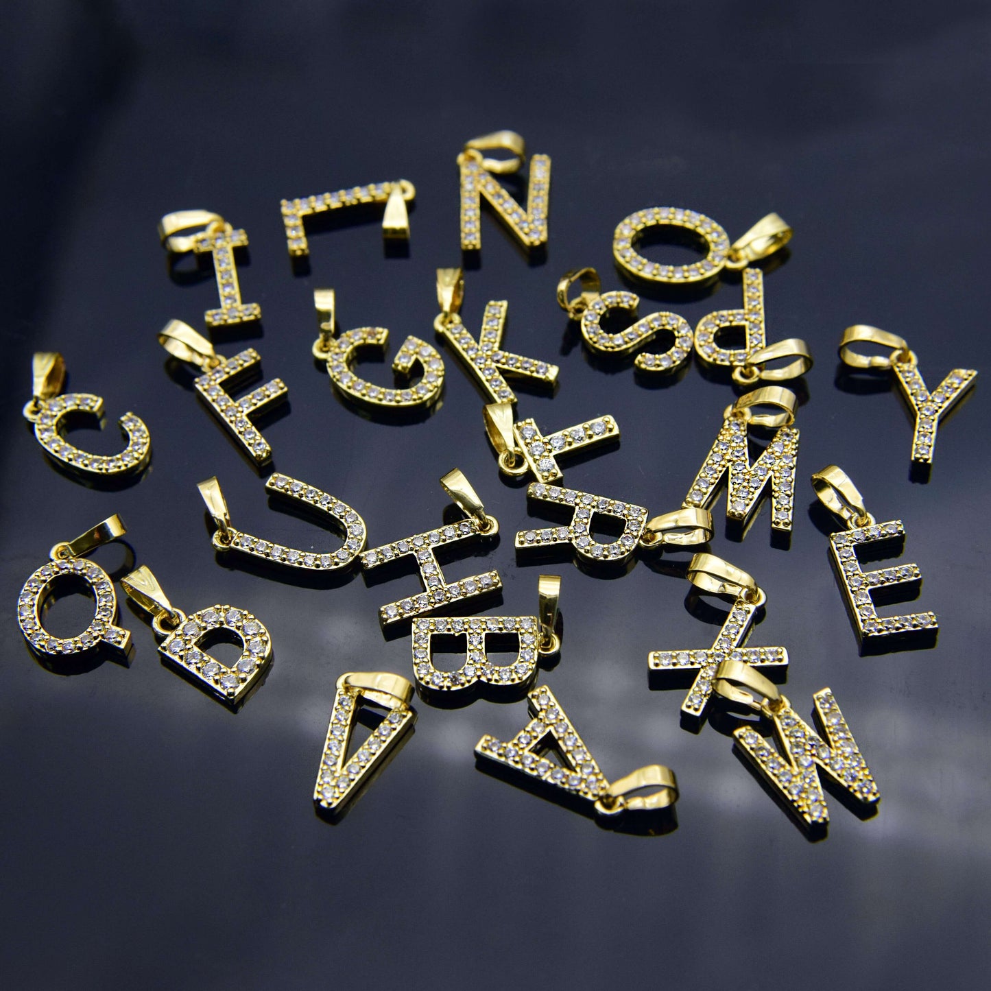 Zirconia letter necklace