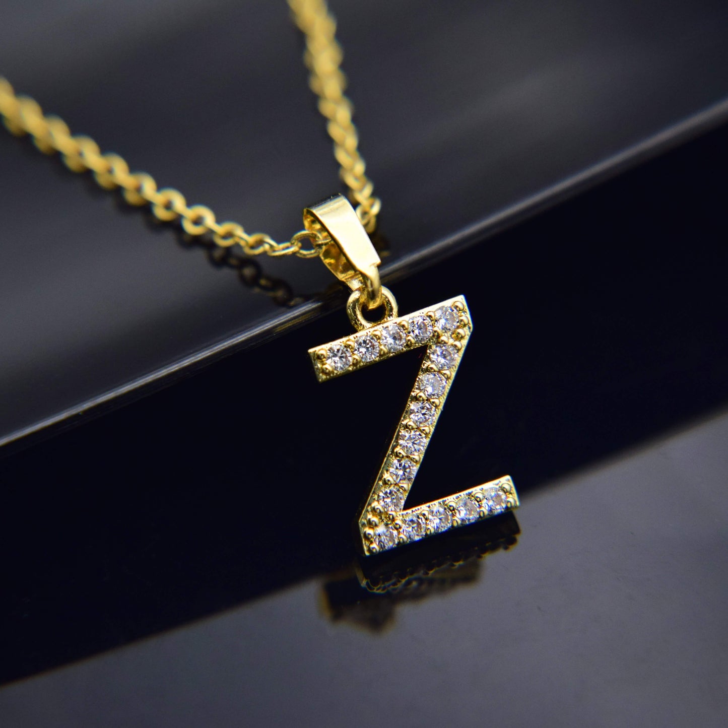 Zirconia letter necklace