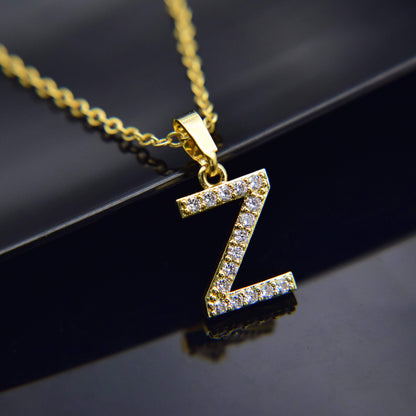 Zirconia letter necklace