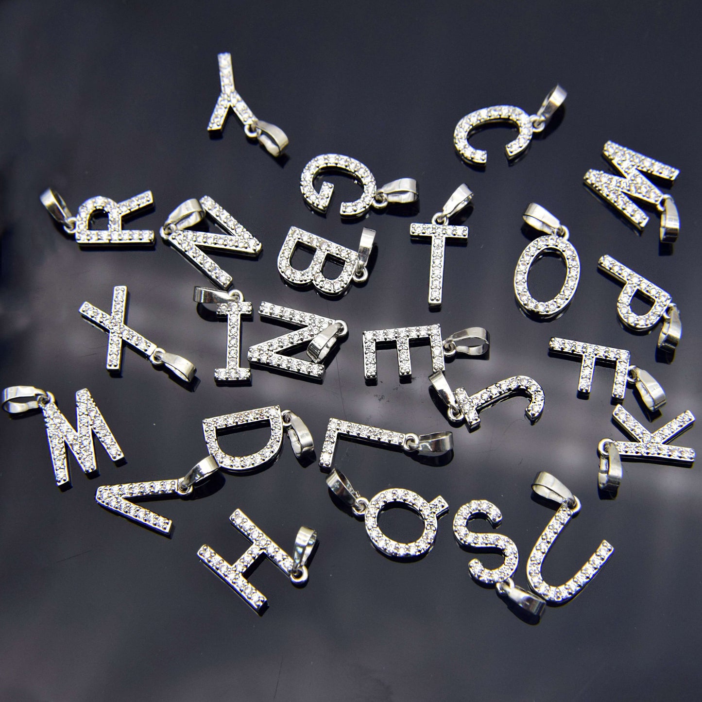 Zirconia letter necklace