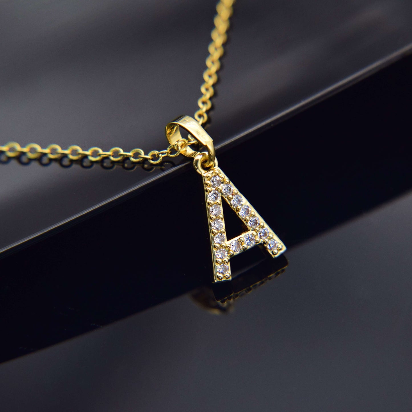 Zirconia letter necklace