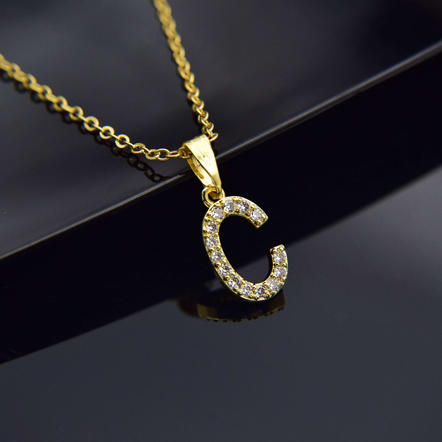 Zirconia letter necklace