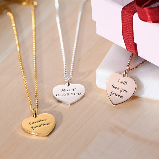 Heart necklace with personalized engraving