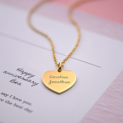 Heart necklace with personalized engraving